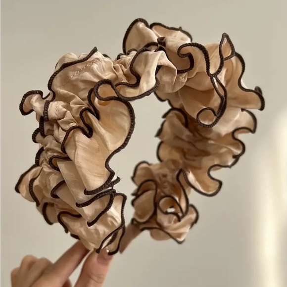 Whimsy_and_Lily Accessories - Beige Ruffled Headband
